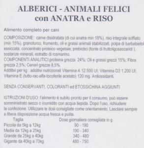 Crocchette Alberici per cani  ANATRA E RISO kg 10